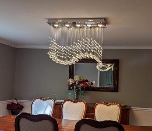 Image of CRYSTA WORLD Raindrop K9 Crystal Modern Chandelier for Living Room /Bedroom /Hall, (Wew, L22 /W5 /H18)