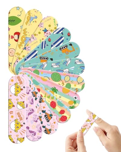 TPZORJX 100 pcs Plaster‌‌ para niños, transpirables repelentes al agua, sin látex, hipoalergénicas, tiras de Plaster‌‌ de colores para niños