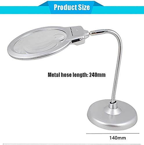 Generic Magnifyiglasses,Magnifier Magnifyiglasses with Light Stand,2.5X 5X Lightidesktop Super Large Double Lens Sturdy Bracket,with 2 Bright Led Lights,Desktop Magnifyiglassp