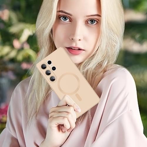 ankofave Magnetic for Samsung Galaxy S25 Ultra Phone Case for Women/Men, Matte Luxury Soft Metallic Luster Design with Camera Lens Protector, Shockproof Anti-Scratch Phone Case 6.8-Champagne Gold