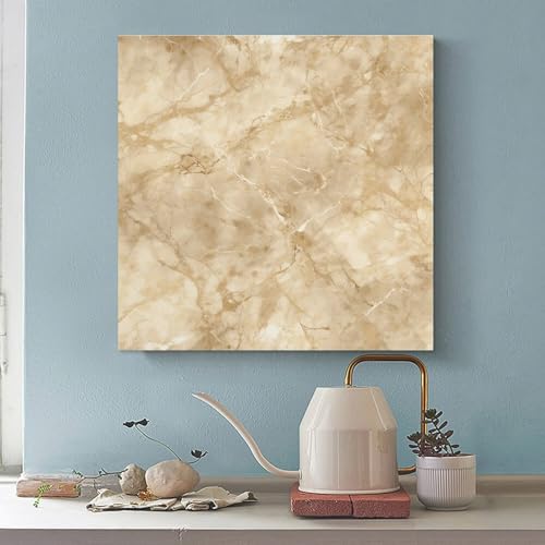 Toile murale abstraite beige clair 70x70cm tableau effet marbre