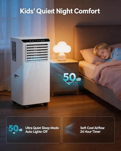 Image of 8,000 BTU Portable Air Conditioners, 4-in-1 Air Conditioner Portable Up to 350 Sq.Ft, Portable AC Unit, for Living Room Bedroom Garage Studio with Cool, Fan, Dehumidifier, Sleep, 24H Timer