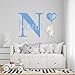 Multiple Font Cute Elephant Wall Stickers - Name & Initial - Prime Series - Baby Girl or Boy - Custom Name & Initial - Nursery Wall Decal for Baby Room Decorations - Mural Wall Decal Sticker