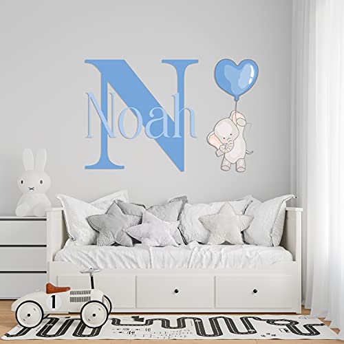 Vinilo Decorativo Baby Elefante Personalizable Azul miniatura 1