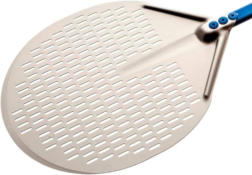Professional 13-inch Perforated Circular Pizza Peel with 47-inch Handle