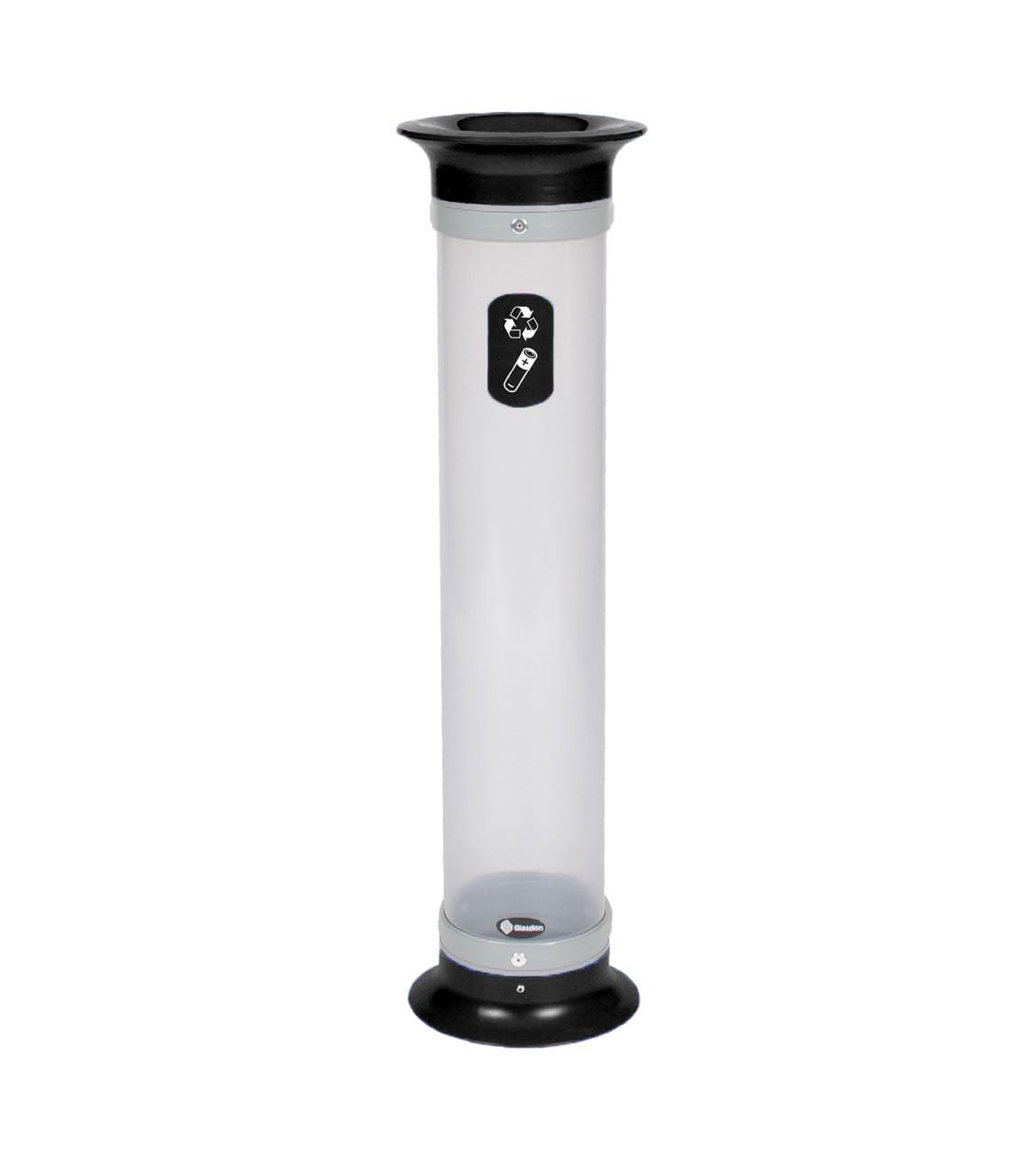 Contenedor de pilas Vision™ 15 (3 colores) – Recolector de residuos de pilas pequeño – Tubo de recogida de pilas transparente compacto de 15 litros (Negro)