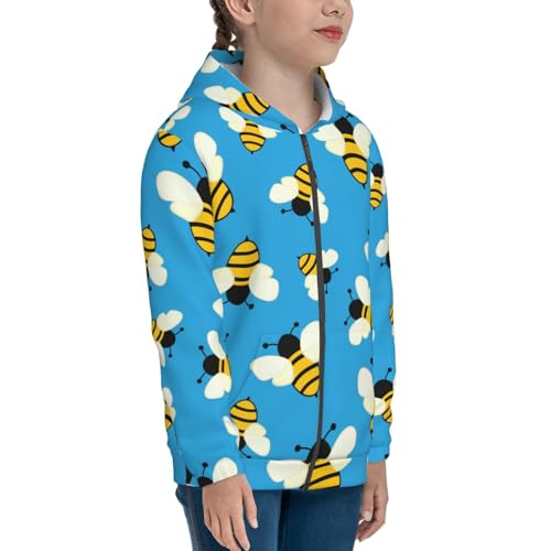 Flying Bees Kid Hoodies Boys Zip Up Sweatshirts Girls Pullover with Pocket4