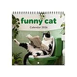 Katzenkalender 2026, Urlaubs- und Veranstaltungsplanung, 21 x 21 cm, 12 monatliche Katzen-Themen, 2026 -Wandkalender, lustig, Mehrzweck, für Studenten, Lehrer, Kollegen