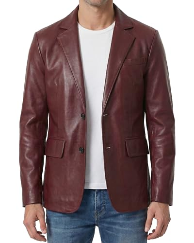 Image of Decrum Lambskin Leather Blazer for Men - Genuine Leather Sport Coat for Formal & Business Casual