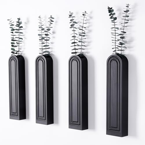 Hukalw Wall Planters for Indoor Plants, Set of 4 Black