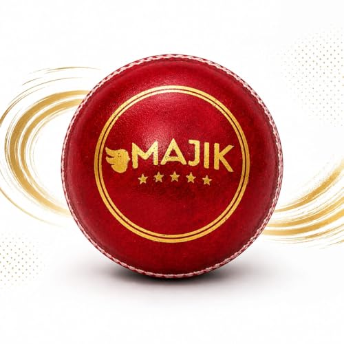 Image of Kabello Cricket Leather Ball for Tournament Game Practice Ball for Matches Water-Resistant and Hand-Stitched Leather Ball (Set of 10 Balls)