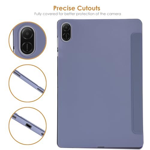 WD&CD Etui kompatybilne z Honor Pad X8a 28 cm, ultracienkie inteligentne skórzane etui z funkcją podstawki kompatybilne z tabletem Honor Pad X8a 27.9 cm, jasnofioletowe