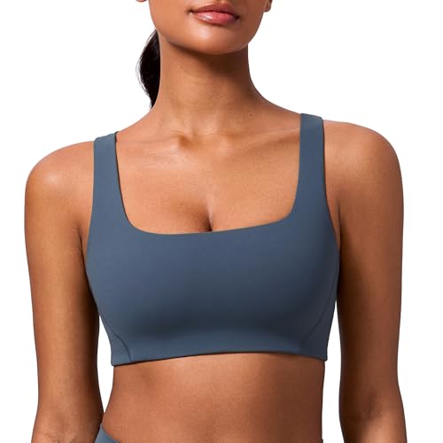 Image of CRZ YOGA Butterlift Square Neck Sports Bras | Double Lined, Light Support, Non Padded, Yoga, Buttery Soft, V-Shaped Racerback, for Women