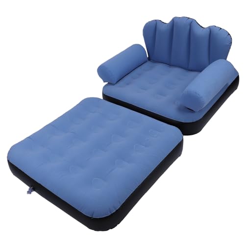 Natudeco Sofá hinchable, sofá cama inflable, portátil, plegable, multifuncional, para interiores y exteriores (azul)