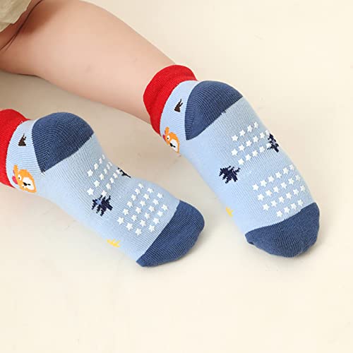 Toddler Socks Non Slip Grip Cute Cotton Baby Socks 12 Pack for Toddler Boys Girls Kids3