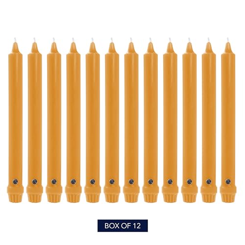 Image of Colonial Candle Unscented Taper Candle, Classic Collection, Caramel, 12 in, Pack of 12 - Up to 10 Hours Burn