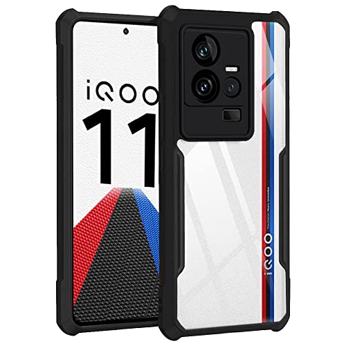 Image of TheGiftKart Shockproof Crystal Clear Back Cover Case for iQOO 11 5G | 360 Degree Protection | Protective Design | Transparent Back Cover Case for iQOO 11 5G (PC & TPU, Black Bumper)
