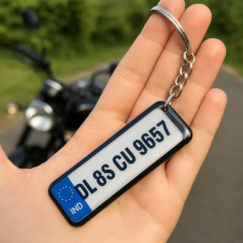 Image of Custom Car Photo Resin Keychain with Number | Personalized Vehicle Image Keyring | Stylish Gift for Car Owners