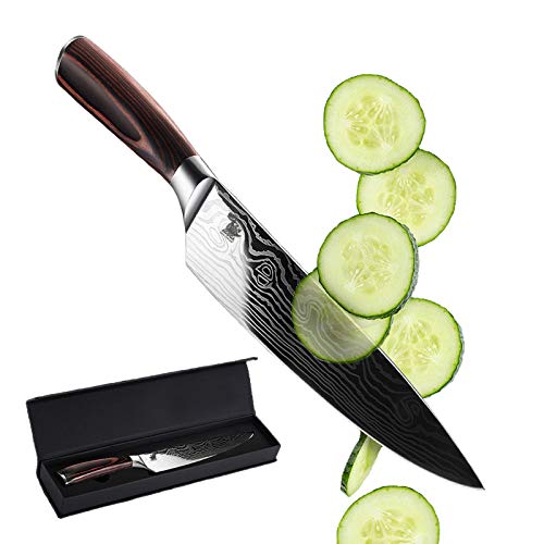 8 Inch Professional Damascus Chefs Knife?Pro Kitchen Knife, German High Carbon Stainless Steel Knife with Ergonomic Handle(8-Inch)