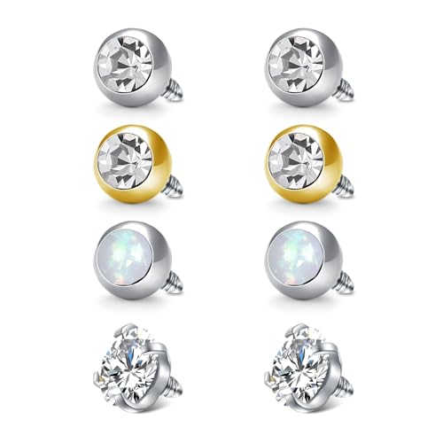 WillTen 16 piezas de bolas de perforación roscadas internas y externas, bola superior de 14 G para perforación de ombligo, bolas roscadas internas de repuesto para perforación de ombligo, pezón