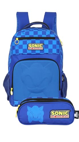 Mochila Costas Escolar P/Laptop Sonic Licenciada + Estojo