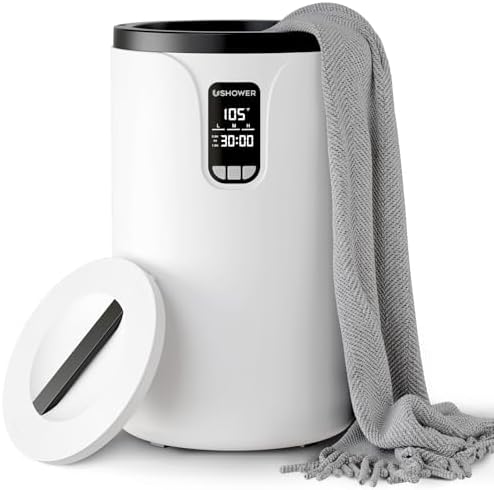 USHOWER Towel Warmers for Bathroom, 20L Large Towel Warmer Bucket for Spa, LCD Screen Display Time, Temperature, Auto Shut-Off Towel Heater Fits Two 40