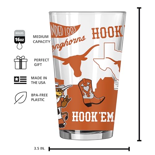 Image of Logo Brands NCAA 16 oz Pint Glass - Durable Glass With Bold Team Color- Chip-Resistant Rim Drinkware For Fans, Tailgates, Home Bars & Everyday Use
