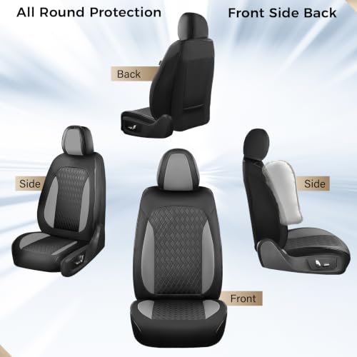 Image of Coverado Car Seat Covers for Front Seats, Leather Seat Covers for Cars, Waterproof Automotive Car Seat Protectors, Front Car Seat Cushions Driver Seat Covers Universal Fit for Most Cars, Black&Gray