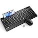 Produktbild Inateck Tastatur Maus Set Kabellos,Tastatur in voller Größe mit Handballenauflage, Telefonhalter, 2,4 GHz Kabellose/Bluetooth Geräuschlose für Mac, Windows, Computer, Laptop, PC