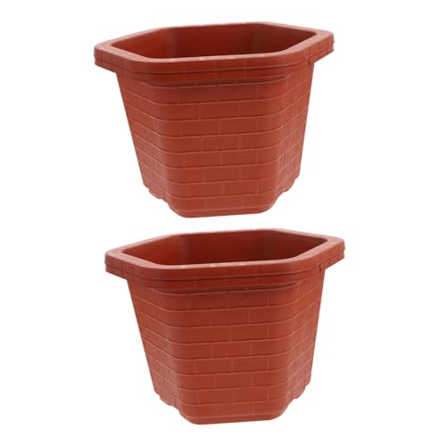 CIYODO 2Pcs Plastic Flower Pots with Drainage Stylish Garden Nursery Containers for Succulent and Houseplants for Balcony and Office Decor Chic Bonsai Plant Pots