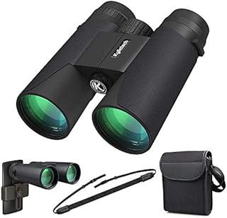 Kylietech Fernglas 12x42 HD Kompakte Ferngläser wasserdicht für Vogelbeobachtung, Wandern, Jagd, Sightseeing, FMC-Linse Feldstecher inkl. Tragetasche, Tragegurt und Smartphone-Adapter
