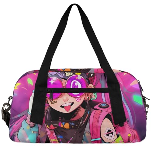 Manga Girl Kids Duffle Bag Boys Girls Small Sport Dance Gym Bag for Overnight Travel Weekender Carry On