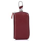 Aladin Large Leather Key Case Wallet with 12 Hooks & 1 Keychain/Ring for Women and Men Wine Red