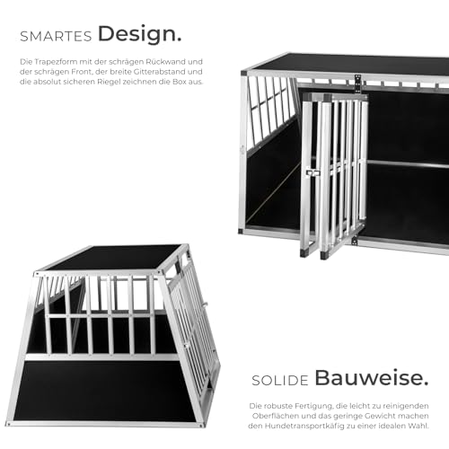 tectake® Hundebox trapezförmig Auto oder Hundebox für Zuhause, Aluminium Hundetransportbox (Double, 104 x 90,5 x 69 cm)