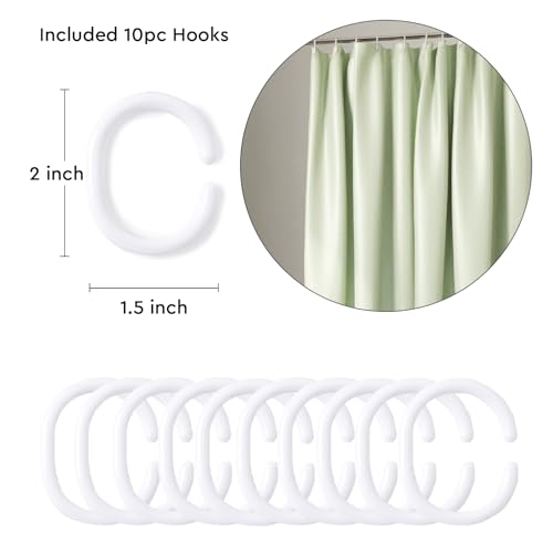 Image of Encasa XO Waterproof Shower Curtain for Bathroom 8 x 6 feet(183x244 cm), Anti-Fungal Polyester Washroom Curtain with 12 Hooks, Wet & Dry Partition Toilet Curtains Mint
