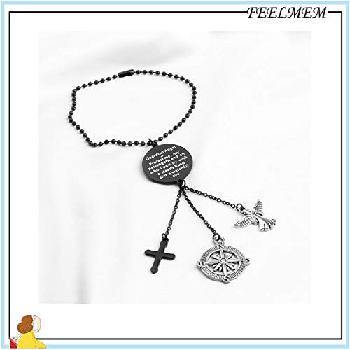 Feelmem Guardian Angel Prayer Car Charm Driver Present Guardian Angel Protect Me And My Passengers Rearview Mirror Pendant (Watchful Eye-Black) #TOP2