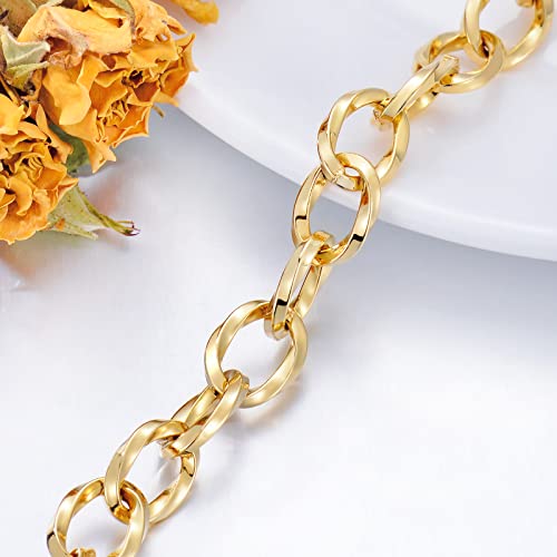 Sisgem 18K Yellow Gold Cuban Link Bracelet For Women, Real 18 Carat Gold Bracelet Fine Jewelry For Her (8.2 Mm, 7.0 Inch Adjustable) #TOP1