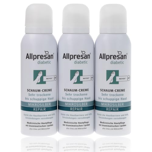 Allpresan Diabetic Micro Silver + Repair Voetschuim met microzilver voor zeer droge tot schilferige huid bij diabetes mellitus, 125 ml (verpakking van 3 stuks)