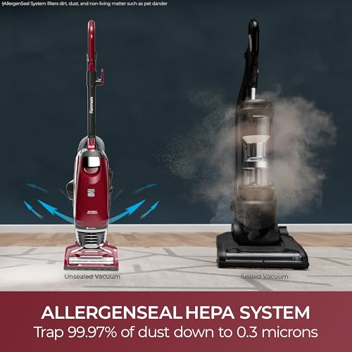 Image of Kenmore BU3040 Intuition Bagged Upright Vacuum Lightweight Cleaner 2-Motor Power Suction with HEPA Filter, 3-in-1 Combination Tool, Handi-Mate for Carpet, Floor, Pet Hair, Red w /No Lift-up