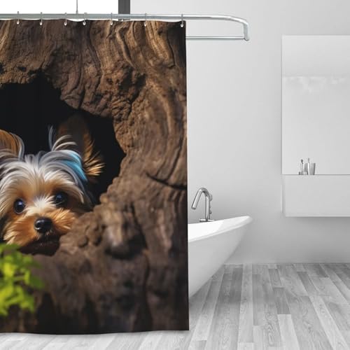 Rideau de douche épais contre éclaboussures motif Yorkshire terrier 183 cm