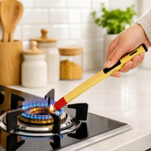 Image of Match Stick Shaped Butane Lighter for Gas Stove with Long Handle | Multipurpose Use Gas Burner, Kitchen & Candle Use, Mandir, Refillable Design Gift for Navratri, Diwali, Office