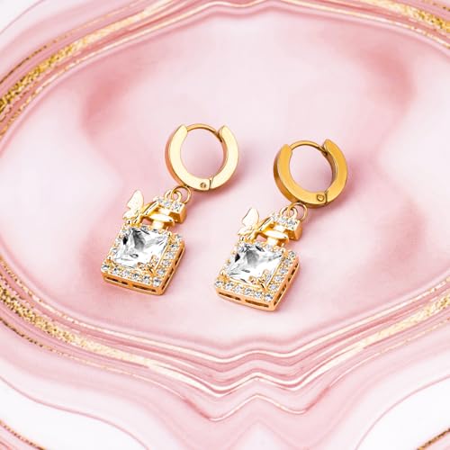 Image of Rubans Hoop Drop Earrings Gold Plated Stylish Trendy Jewellery Gift for Women & Girls