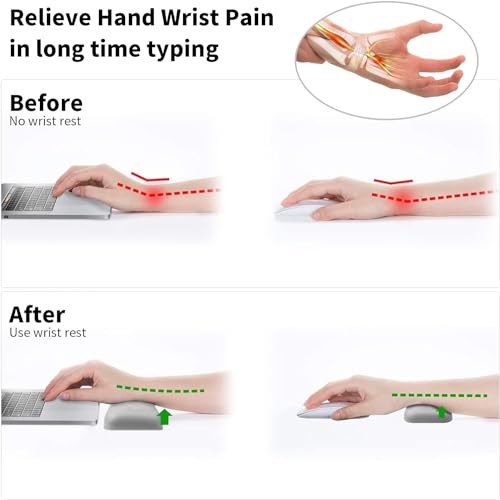 Image of HOFASON Mouse Wrist Rest, Wrist Rest for Computer Mouse, Black Ergonomic Wrist Support Set with Memory Foam Non-Slip Base Massage Design for Pain Relief, Typing, Gaming, Office