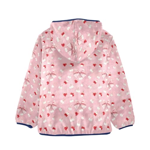 Bows Cherry Flowers Boys Fleece Coat,Children's Zip-Up Hoodie Jacket,Baby Warm Fashion Outerwear 3-10T,A1132782