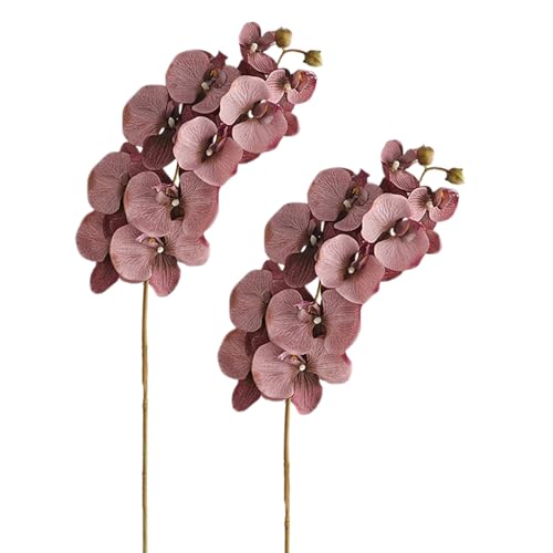2 Flores Artificiales de Phalaenopsis, Tallos de Flores de Orquídeas Artificiales de 37.4 Pulgadas, Ramas de Flores Artificiales de Phalaenopsis, Flores de Orquídeas de Tacto (D)