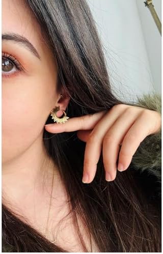 MITH SB TAKI Paslanmaz Çelik Yarım Daire Güneş Küpe, Altın Rengi, 2.3 cm x 2 cm, Günlük Kullanım - Görsel 4