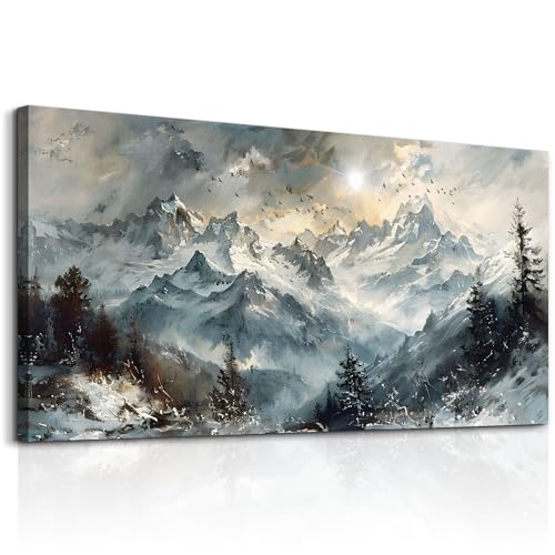 KELIYUAN Canvas Wall Art For Living Room Farmhouse Wall Decor For Office Abstract Mountain Landscape Wall Painting Framed Pictures Artwork Modern Bedroom Dormitory Home Decoration Aesthetic 20x40in