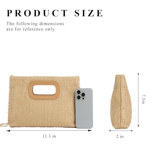 Image of Fecialy Straw Clutch Top Handle Clutch Handbags for Women Raffia Evening Bag Woven Beach Summer Bag Crossbody Purse