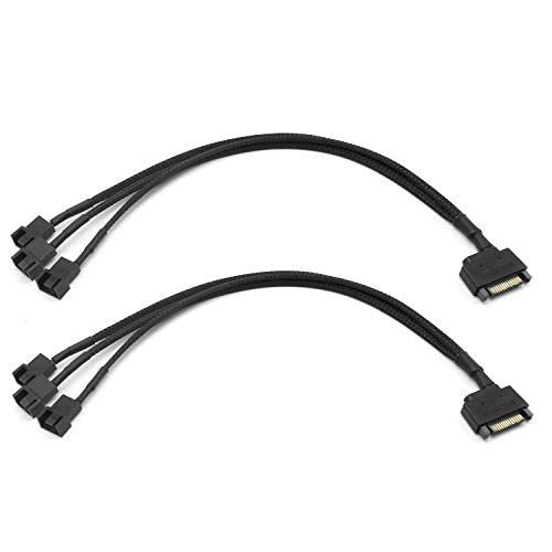 Sata to 3 x 3 Pin or 4 Pin Computer PC Case Fan Power Y-Splitter Adapter Cable