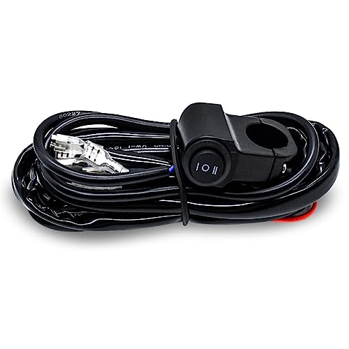 Shkalacar LED Kit de Faisceau de Câblage, 180 W 3 Fils 16 AWG LED Faisceau de câblage de Moto avec Relais 12 V 40 A et Interrupteur de Commande pour basculer Entre différents Modes